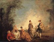 WATTEAU, Antoine An Embarrassing Proposal oil painting artist